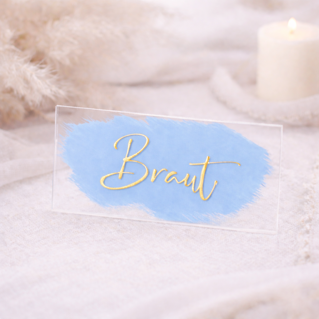 Acryl Platzkarte Babyblau