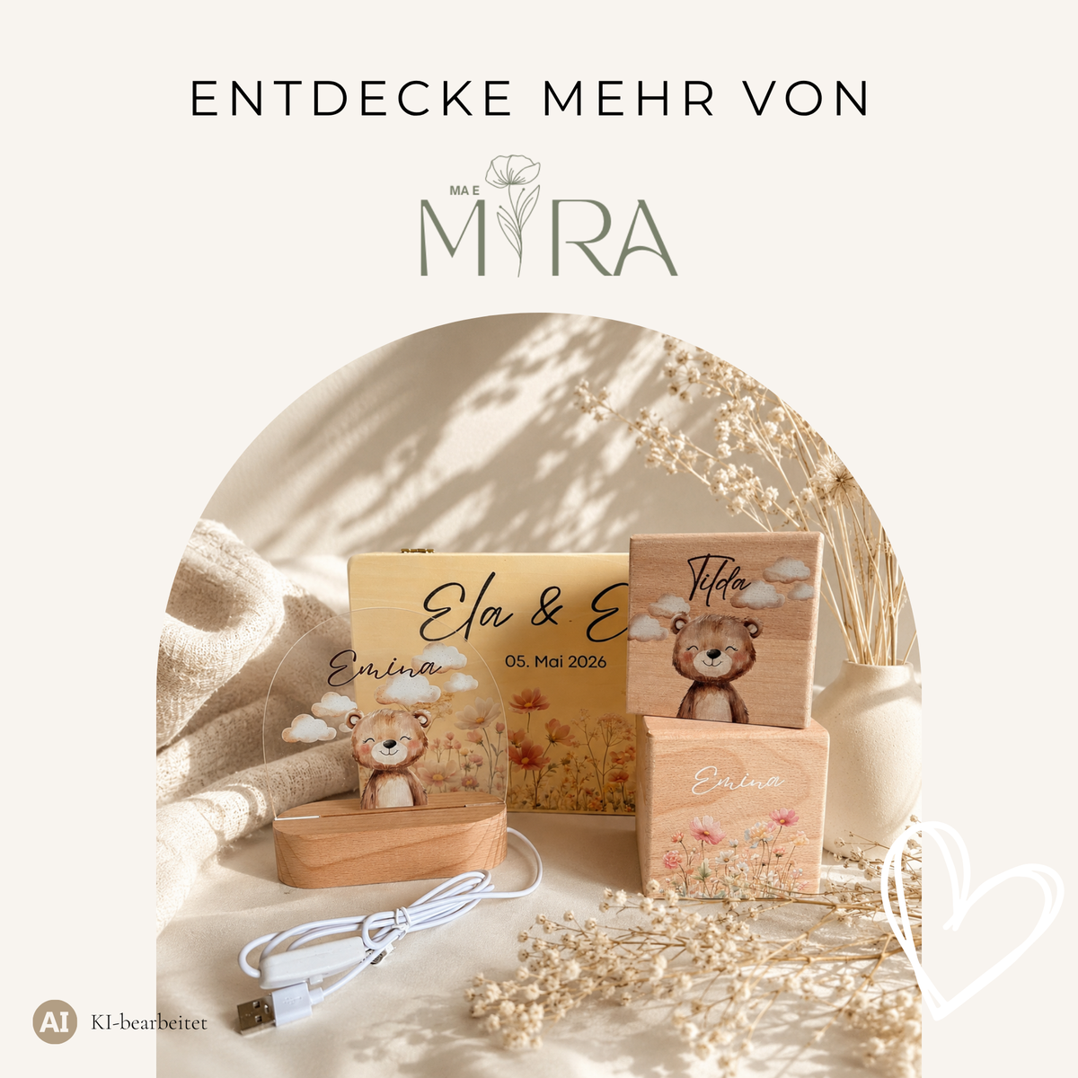 Passende Geschenke von ma e mira: Nachtlicht, Erinnerungskiste, Spardosen