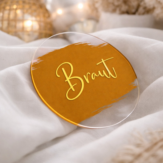 Acryl Platzkarte Bernstein Gelb