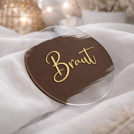 Acryl Platzkarte Haselnuss