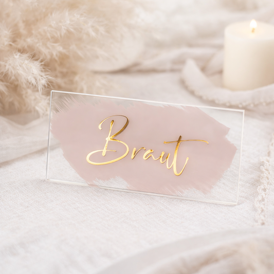 Acryl Platzkarte Zartes Rosa