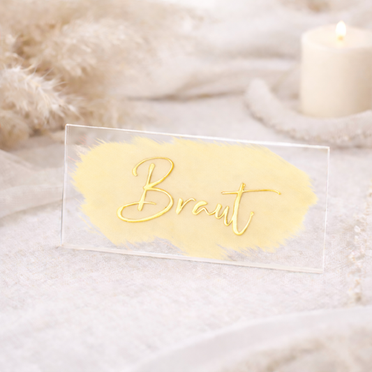 Acryl Platzkarte Zartes Zitronengelb