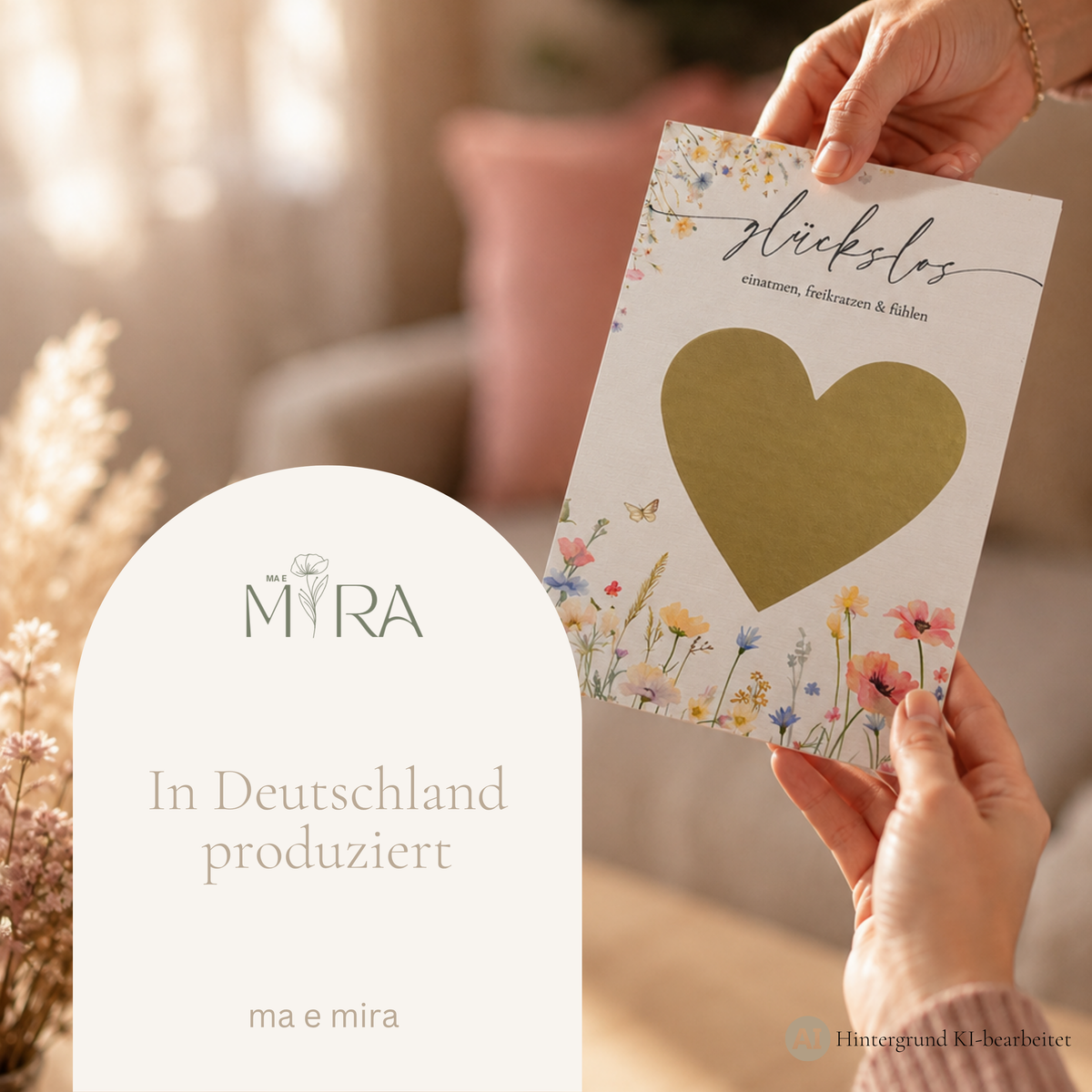 Rubbellos Blütenrosa – in Deutschland produziert, geschenkgeprüft, ma e mira